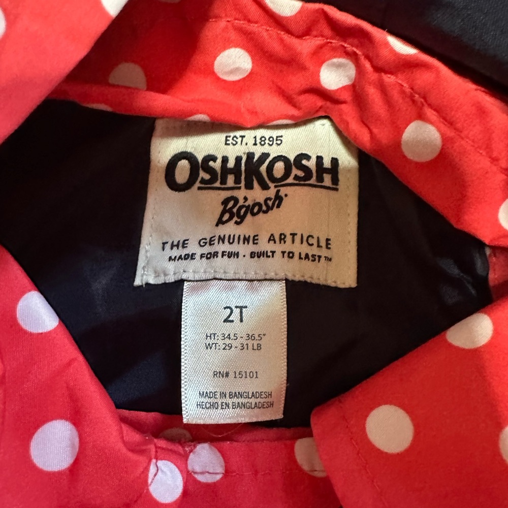 ☔️❤️ OshKosh B’gosh Toddler Rain Jacket 2T ❤️☔️ - Picture 3 of 6